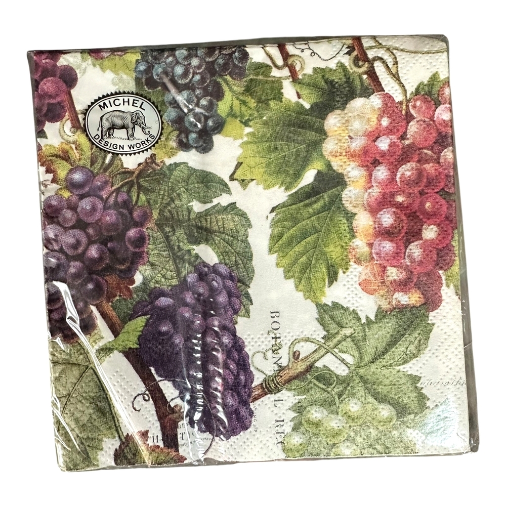 Michel Design Works Vineyard Grapes Paper Cocktail Napkins 20ct NIP Decoupage